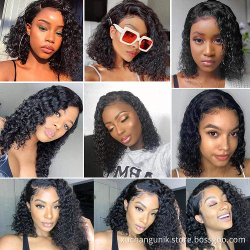 Uniky Good Short Full Lace Bob Human Hair Wigs Closure Coloured Curly Bob Wigs Human Hair For Black Women